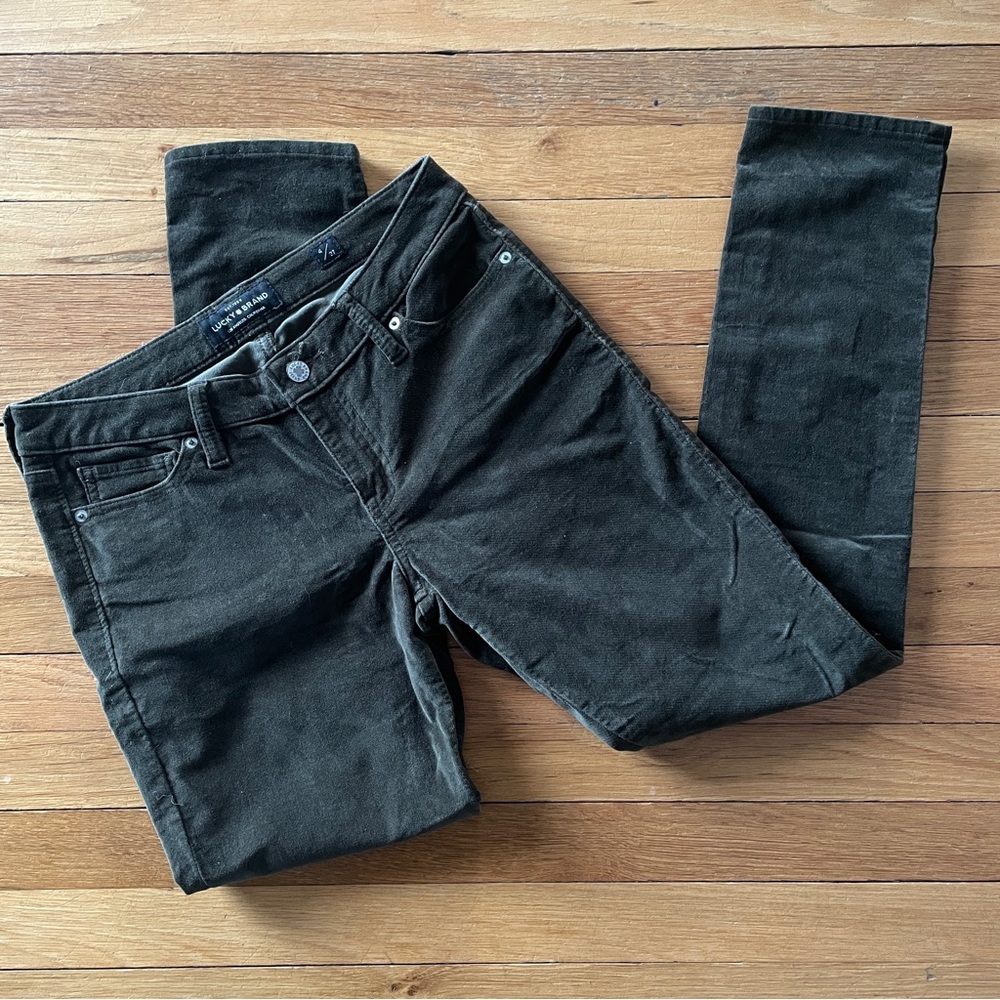 Lucky Brand Green Lolita Skinny Velvet Skinny Stretch Pants Size 4/27